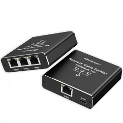 Rozdzielacz Splitter Ethernet mini SWITCH 1x3 RJ45 | 1000Mb/s |  USB-C | Aluminium 