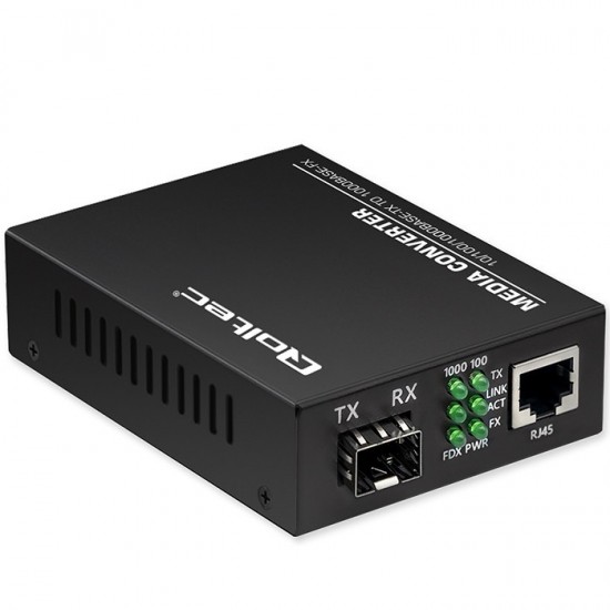 Dwukierunkowy Media Konwerter SWITCH Ethernet 1x RJ45 1x SFP |   1000Mb/s | 5V 
