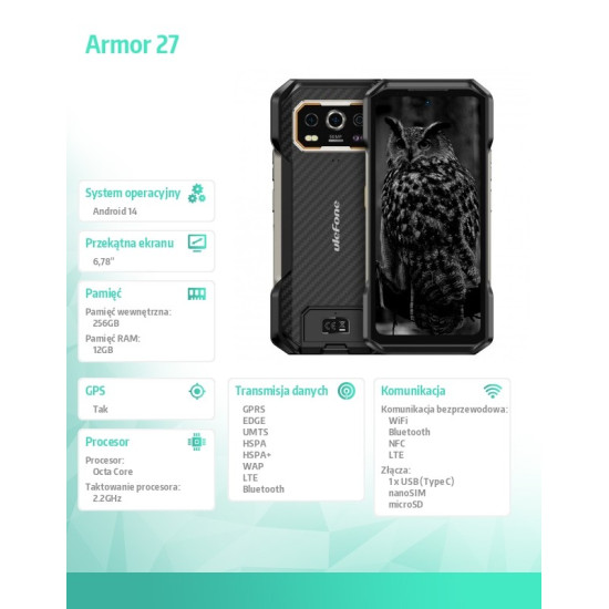 Smartfon Armor 27 5G 12/256GB Czarny 