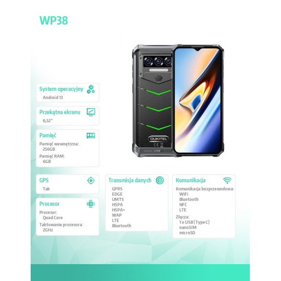 Smartfon WP38 6/256GB Zielony 