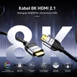 Kabel HDMI 2.1 8K 60Hz 1.5m; czarny; C11086GY01-1.5M 