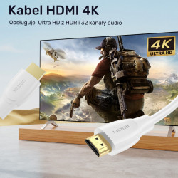 Kabel HDMI 2.0 4K 60Hz; 1m; biały; C11090AWH03-1M 