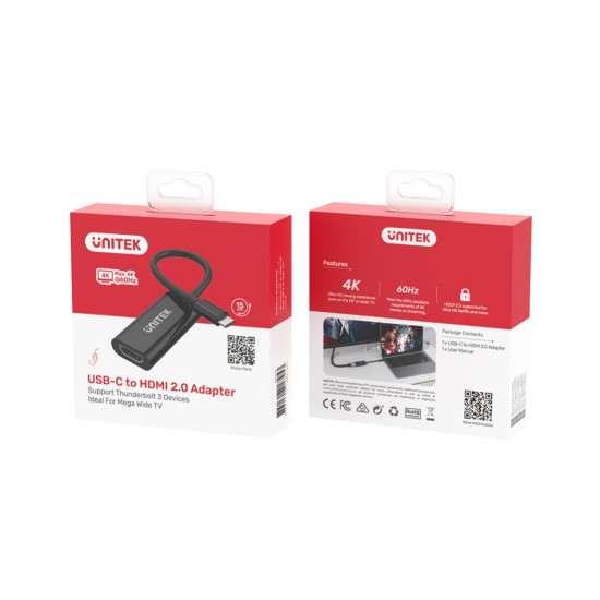 Adapter USB-C - HDMI 2.0 4K 60Hz; M/F; V1421A 