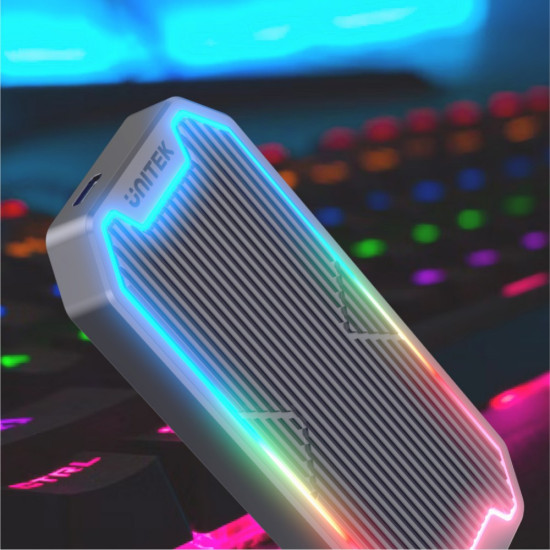 Obudowa dysku SSD M.2 NVMe/SATA 10Gbps, RGB; S1210B