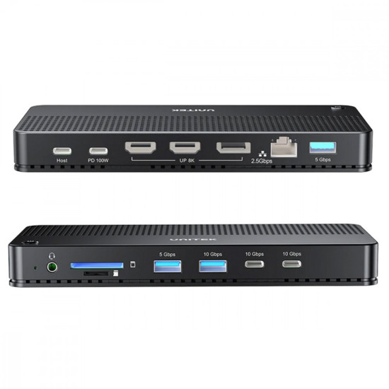 Stacja dokująca 13w1 USB-C, HDMI 2.1,DP 2.0,RJ45,10GBPs;D1104A01