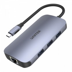 HUB USB-C 9w1, USB-C, HDMI 2.0, RJ45, PD 100W, czytnik SD; D1071A 