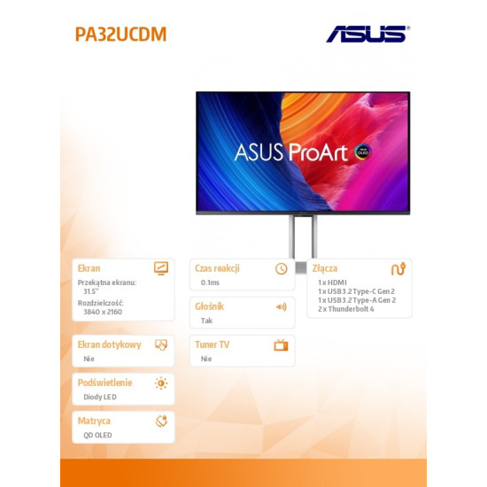 Monitor 31.5 cala PA32UCDM OLED 4K UHD QD-OLED 240Hz