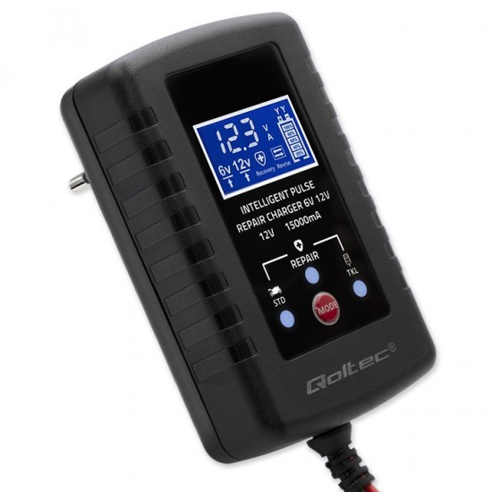 Automatyczna ładowarka do akumulatora AGM GEL STD 6V/12V | 2A |  Prostownik z funkcją naprawy i wyświetlaczem LED 