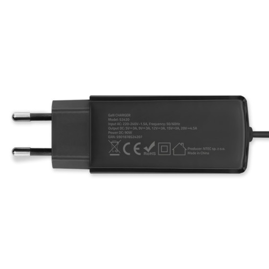 Ładowarka sieciowa 90W GaN | 5-20V | 3-4.5A | USB-C 3.1 