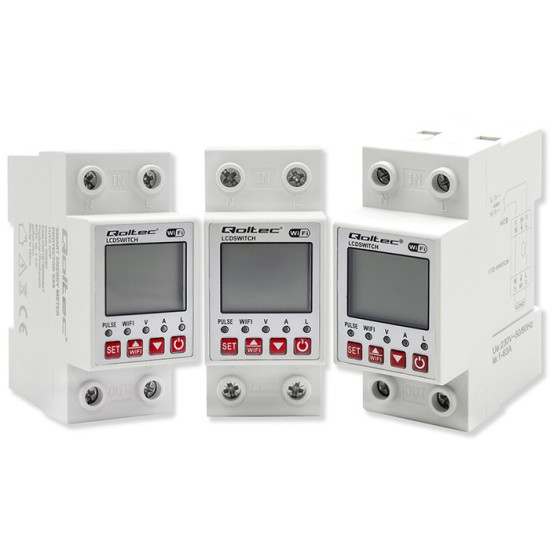 Przekaźnik 63A na szynę DIN z licznikiem energii elektrycznej |  Timer | Tuya | Wi-Fi | LED                                                    ~ 