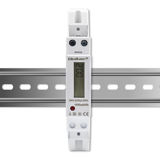 Jednofazowy elektroniczny licznik | miernik zużycia energii na  szynę DIN | 230V | 30A | LCD | 1P 