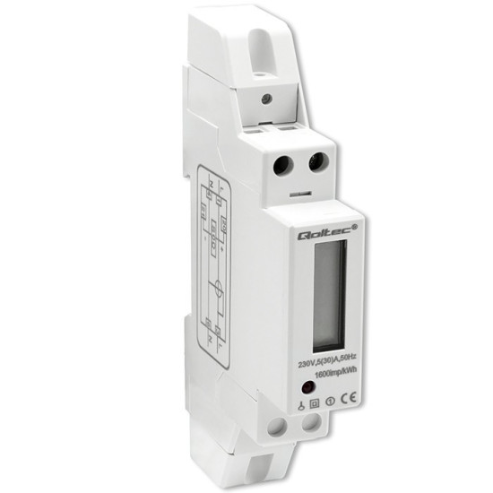 Jednofazowy elektroniczny licznik | miernik zużycia energii na  szynę DIN | 230V | 30A | LCD | 1P 