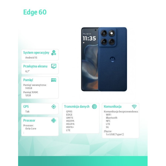Smartfon Edge 60 12/512GB Gibraltar Sea-Blue 
