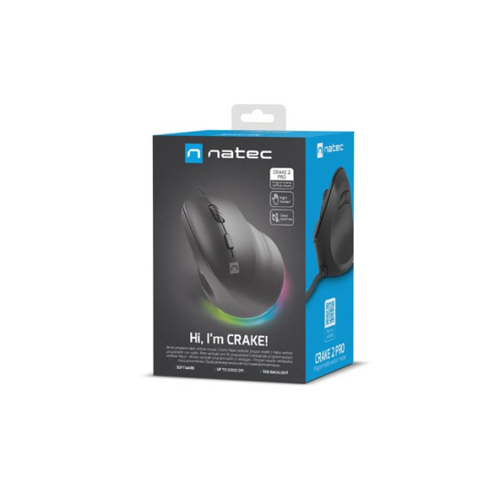 Mysz wertykalna CRAKE 2 PRO 128000DPI optyczna czarna
