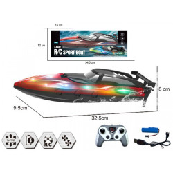 Motorówka 2,4 G, R/C ładowarka USB, świecąca