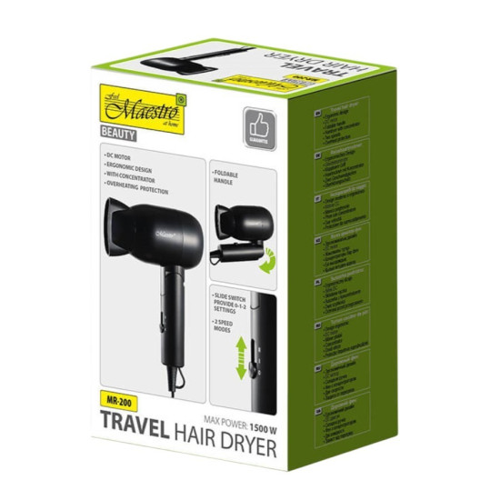 Turystyczna suszarka do włosów 1500W MR-200