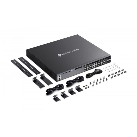 Przełącznik zarządzalny SG6428X Omada 24-Port Gigabit Stackable L3 Managed      Switch with 4 10GE SFP+ Slots 