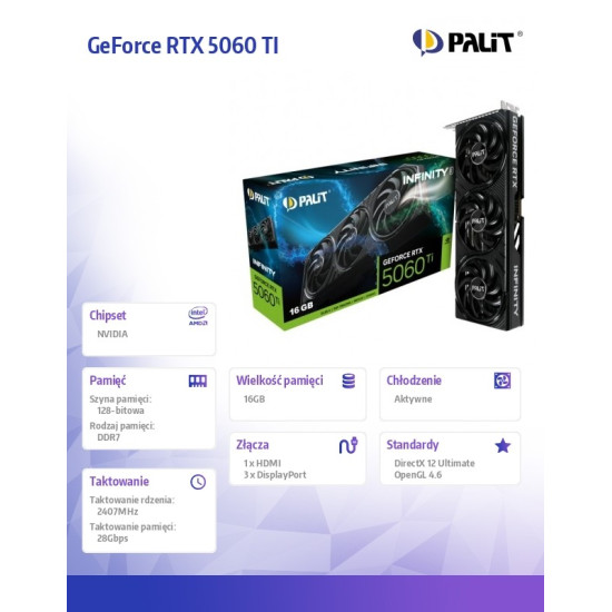 Karta graficzna RTX 5060 TI INFINITY 3 16GB GDDR7 128bit 3DP/HDMI 