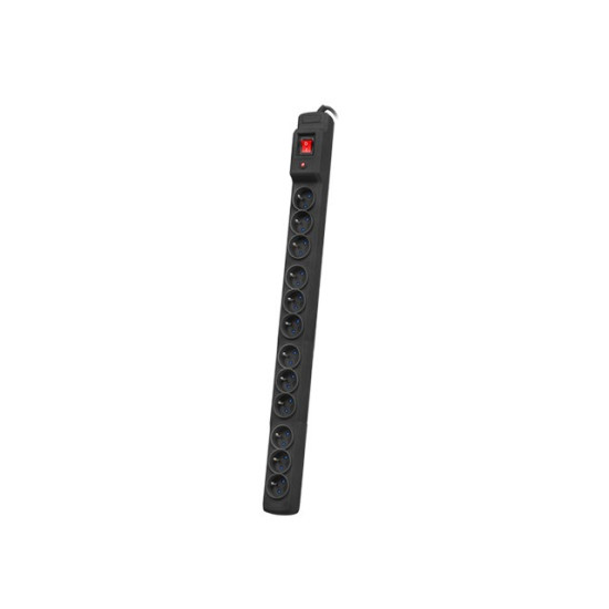 Listwa przeciwprzepięciowa M12/16A Rack 19' 1.5m czarna   (12 gniazd) 