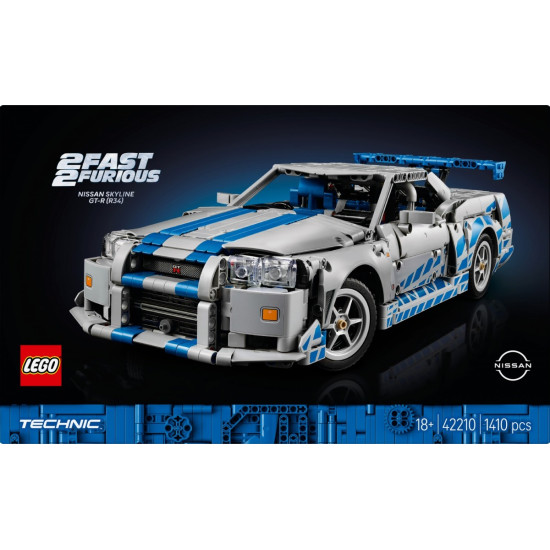 Klocki Technic 42210 Samochód Nissan Skyline GT-R (R34) z filmu Za szybcy, za wściekli 