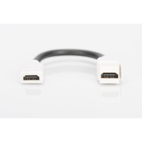 Moduł Keystone HDMI z kablem 12cm, łącznik do gniazd i pustych paneli, żeński/żeński, biały