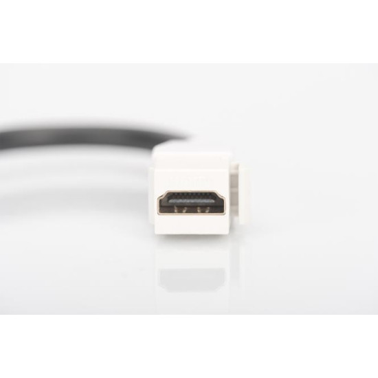 Moduł Keystone HDMI z kablem 12cm, łącznik do gniazd i pustych paneli, żeński/żeński, biały