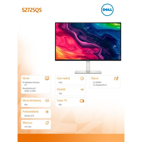 Monitor S2725QS 27 cali LED 4K IPS/3840x2160/HDMI/DP/3Y