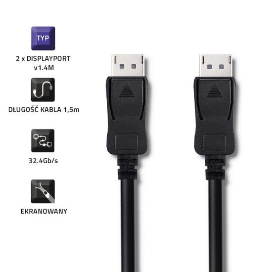 Kabel DisplayPort v1.4 Męski - DisplayPort v1.4 Męski 1.5m 