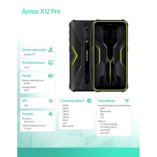 Smartfon Armor X12 3GB/32GB Zielony 