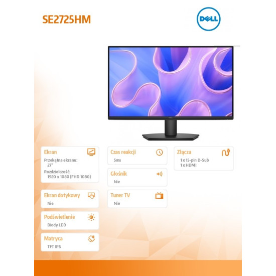 Monitor SE2725HM 27 cali LED IPS/1920x1080/HDMI/VGA/3Y