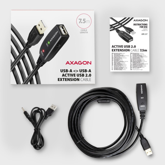 ADR-207 USB 2.0 A-M -> A-F aktywny kabel przedłużacz/wzmacniacz 7.5m