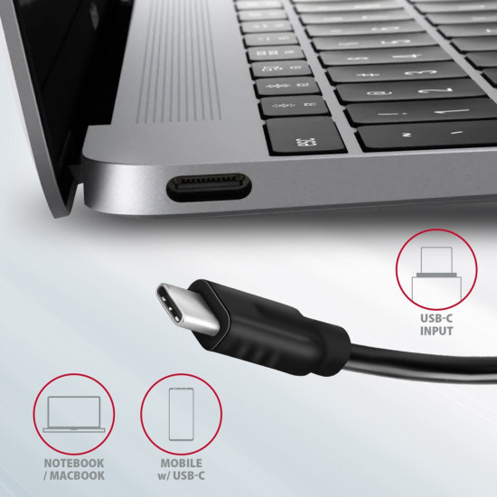 HMC-5G21 Wieloportowy hub USB 5in1, 10Gbps, 2x USB-A + 2x USB-C + HDMI 4K/30Hz, PD 60W, 13cm USB-C kabel