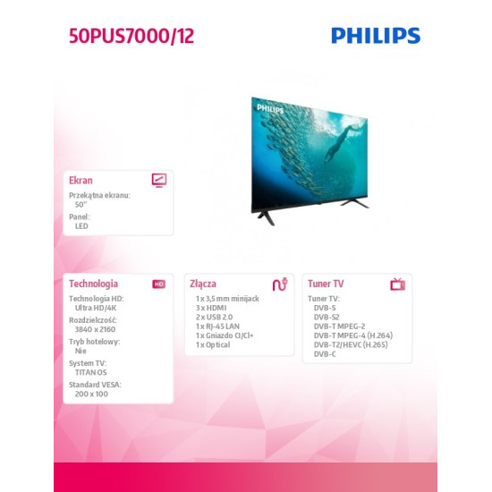 Telewizor LED 50 cali 50PUS7000/12