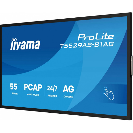 Monitor 55 cali T5529AS-B1AG VA,4K,HDMIx2,USB-C,RJ45,2x10W,WiFi,     Android 14, Signal FailOver, Whiteboard, iiSignage2 (CMS), iiControl (DMS),   iiS