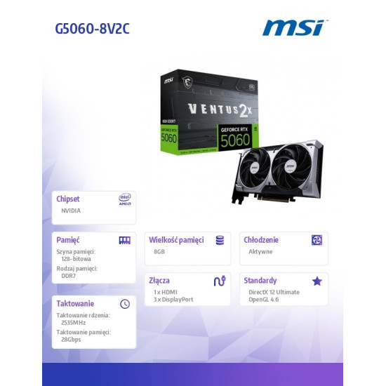 Karta graficzna GeForce RTX 5060 8G VENTUS 2X OC