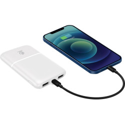 Powerbank P5 (5 000mAh 10W), moc wyjściowa 10W zapewnia szybkie i stabilne ładowanie kompatybilnych urządzeń, jednoczesne ładowanie 3 urządzeń