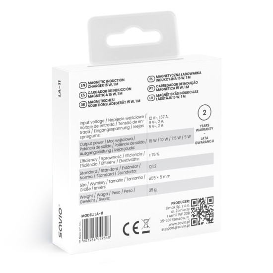 Magnetyczna ładowarka indukcyjna 15 W LA-11
