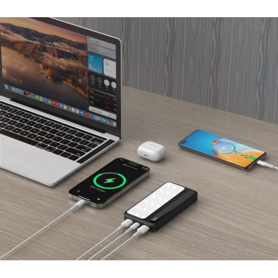 Powerbank P10 LCDPD 10 000mAh LAMP z funkcją mocnego źródła światła, moc wyjściowa 22,5W Port Delivery (PD20W)