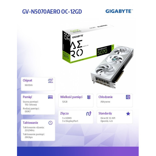 Karta graficzna RTX 5070 AERO OC 12GB GDDR7 192bit HDMI/DP 