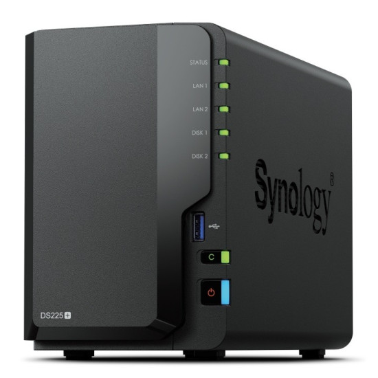 Serwer NAS DS225+ 2x0HDD J4125 2GB DDR4 1xGbE 1x2,5GbE 3Y 