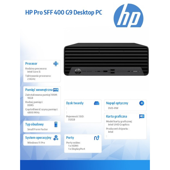 Komputer 400 SFF G9 i5-14500 512GB/16GB/W11P      9H7N3ET