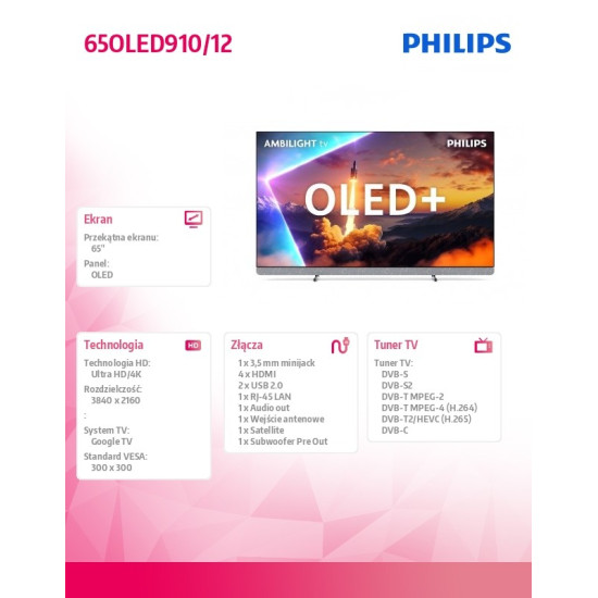 Telewizor 65 cali OLED 65OLED910/12 