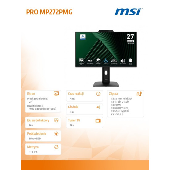 Monitor 27 cali PRO MP272PMG LED/FHD/Flat/120Hz/czarny