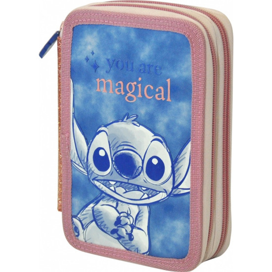 Piórnik dwukomorowy Stitch z wyposażeniem