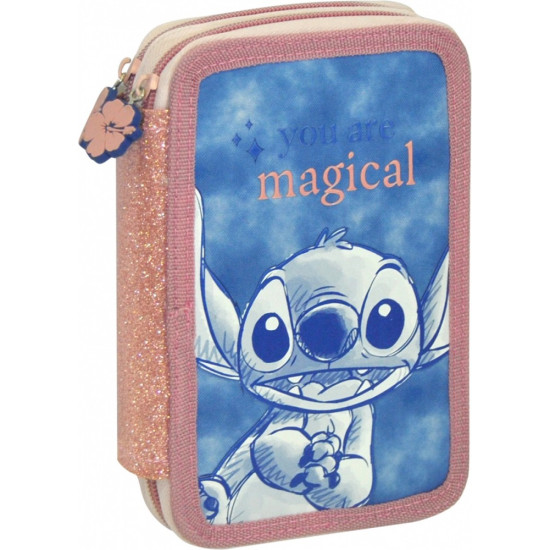 Piórnik dwukomorowy Stitch z wyposażeniem
