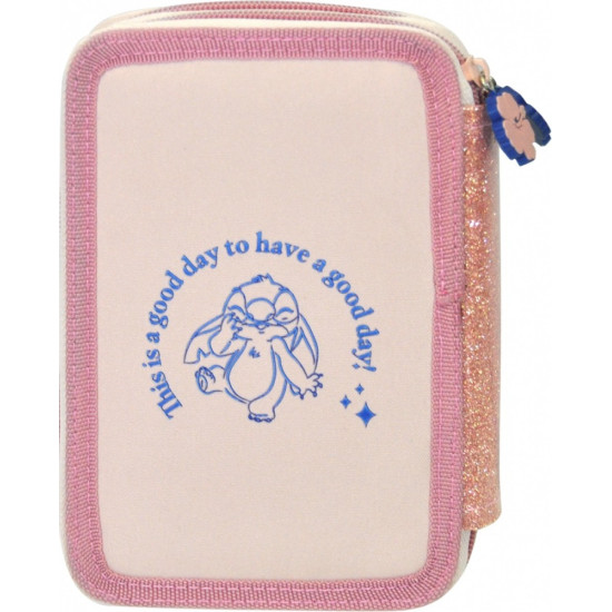 Piórnik dwukomorowy Stitch z wyposażeniem