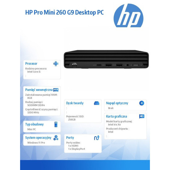 Komputer  Pro Mini 260 G9 i5-1335U 256GB/8GB/W11P       B6ZA7ET