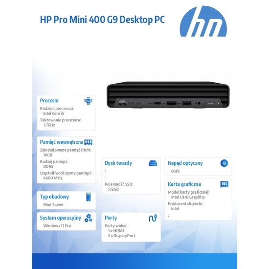 Desktop ProMini G9 i5-14500T 512GB/16GB/W11P B6ZB3ET 