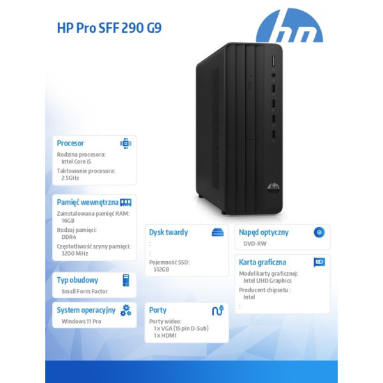 Komputer Pro 290 SFF G9 i5-12400 512GB/16GB/W11P      B6ZD3ET