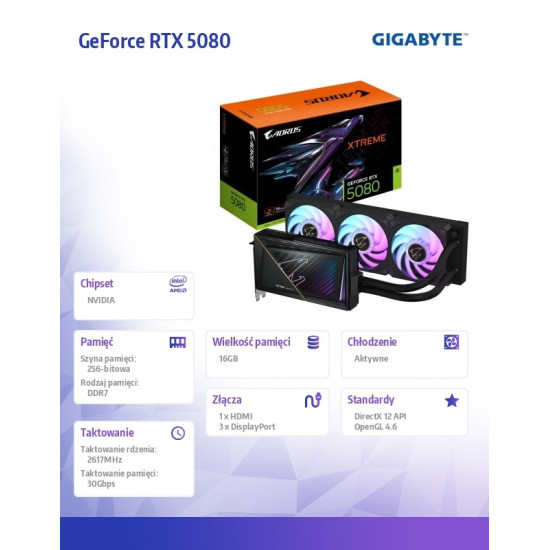 Karta graficzna GV-N5080AORUSX W-16GD GV-N5080AORUSX W-16GD